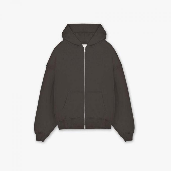 Temiz Renkli Özel Logo Pamuk Spor Giyim Erkek Fleece Zip Up Hoodie Ceket 0